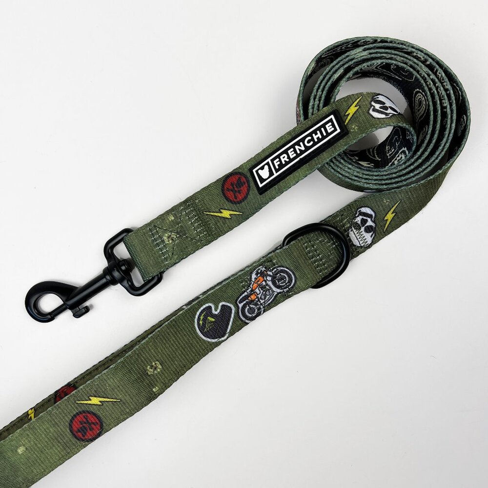 FRENCHIE Pet Supply Dog Leash, RUFF RIDER Skulls & Motorcycles, NWOT LE Sold Out